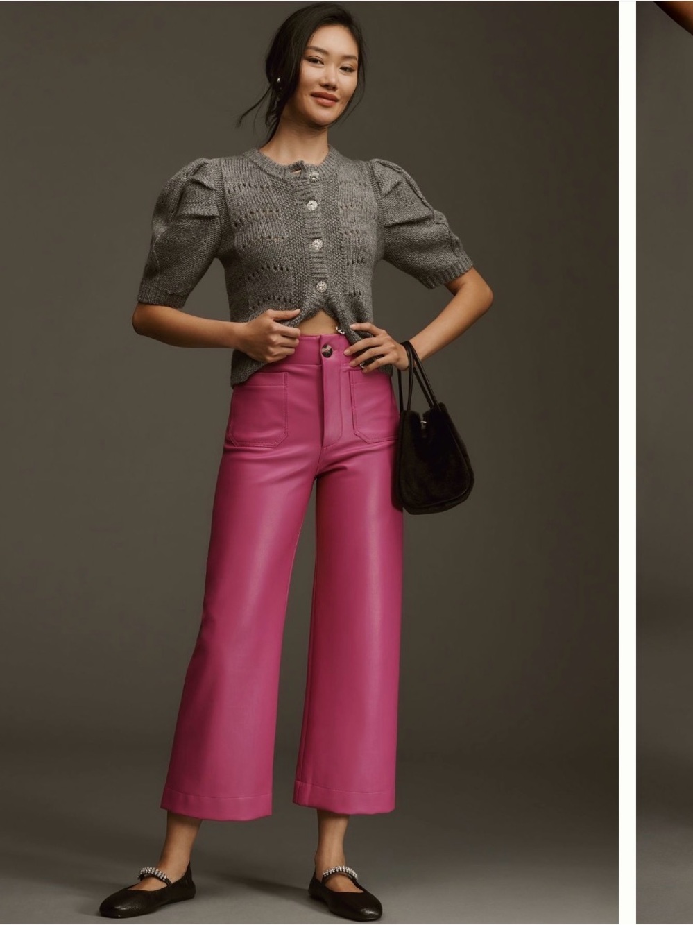 Maeve The Colette Cropped Wide Leg Fais Leather Pants